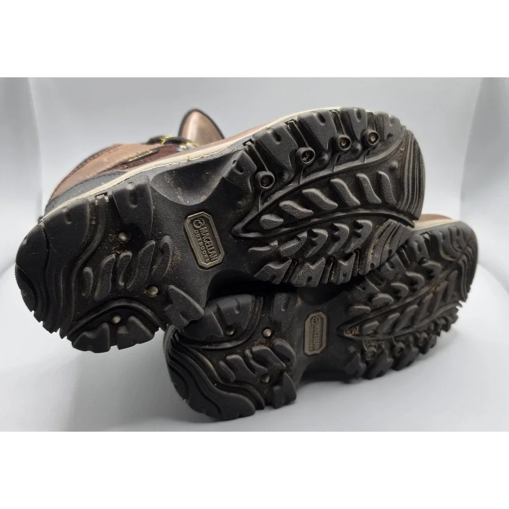 Magellan Outdoors Boys Hiking Boots Size 7D Brown Black Leather Lace Up